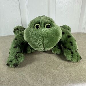 Gund Sitting Bull Rattle Green Frog Plush Small Stuffed Animal